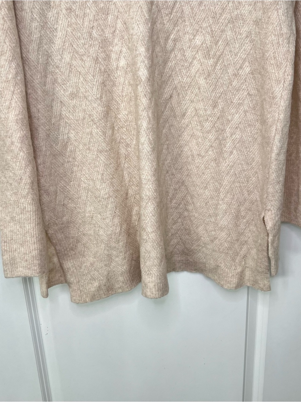 Chicos V Neck Chevron Women’s Knit Sweater Tunic Cream Sz 2~ L Career Casual - Picture 5 of 8
